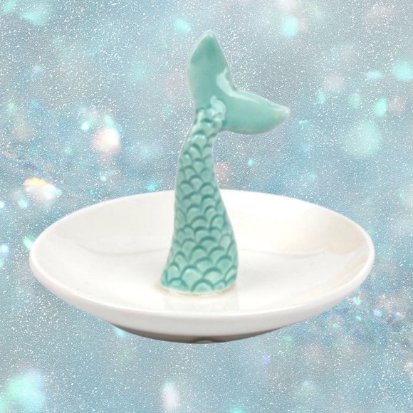 Decorative Ceramic Mermaid Ring Tray NWT Green - Picture 3 of 3